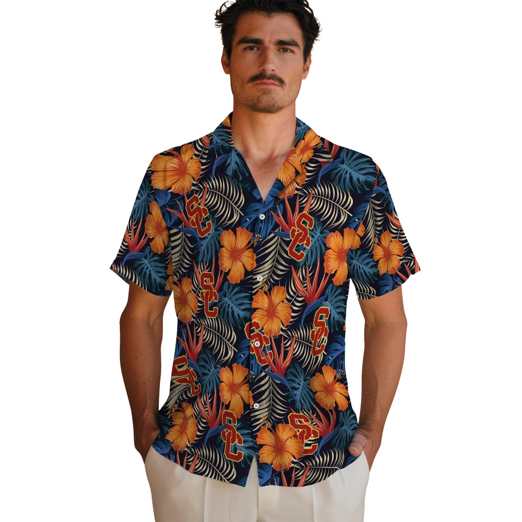 USC Trojans Hawaiian Shirt - Hibiscus Foliage | Hula Hawaiian Shirts