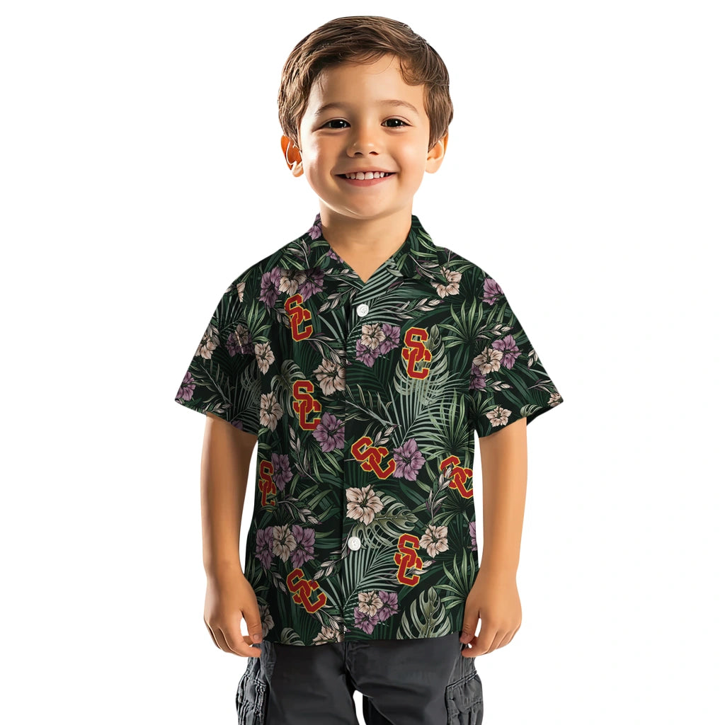 USC Trojans Hawaiian Shirt - Hibiscus Leaves Pattern | Hula Hawaiian Shirts