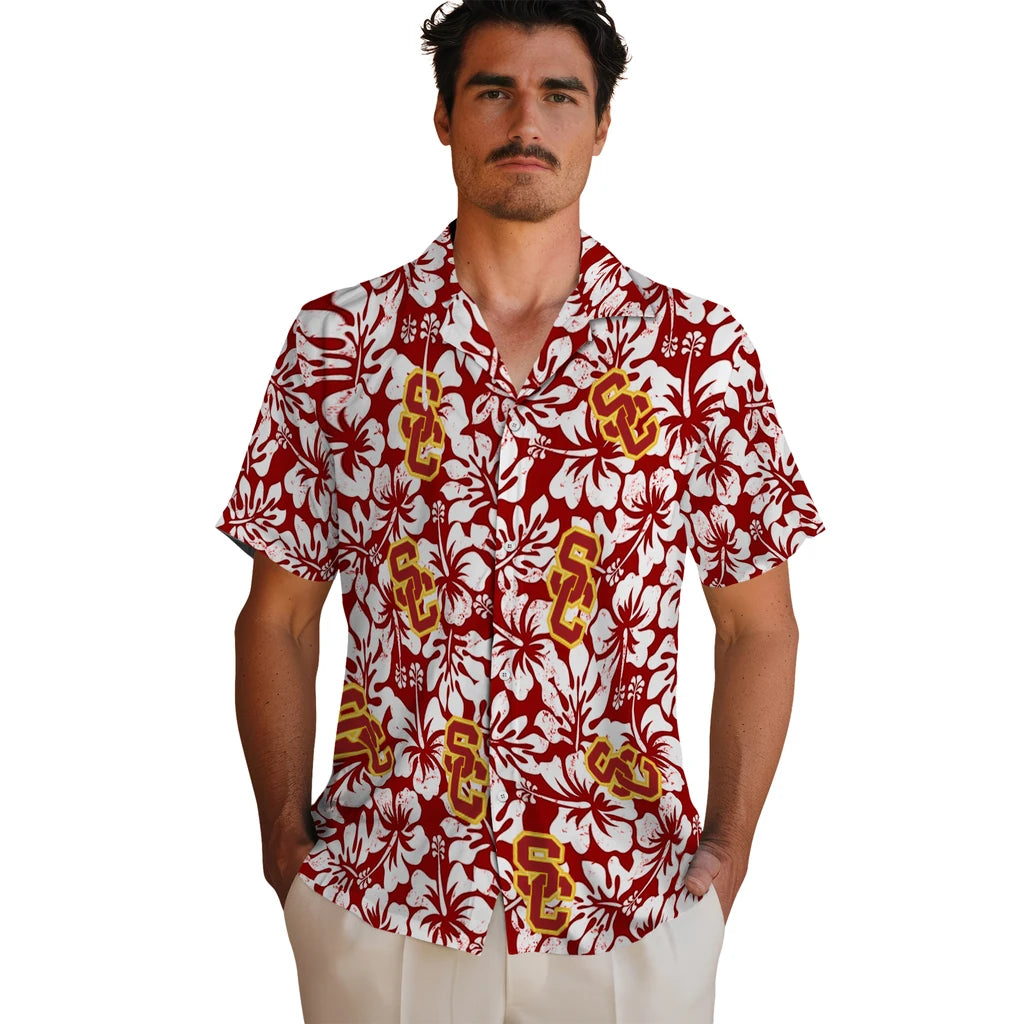 USC Trojans Hawaiian Shirt - Hibiscus Motif | Hula Hawaiian Shirts