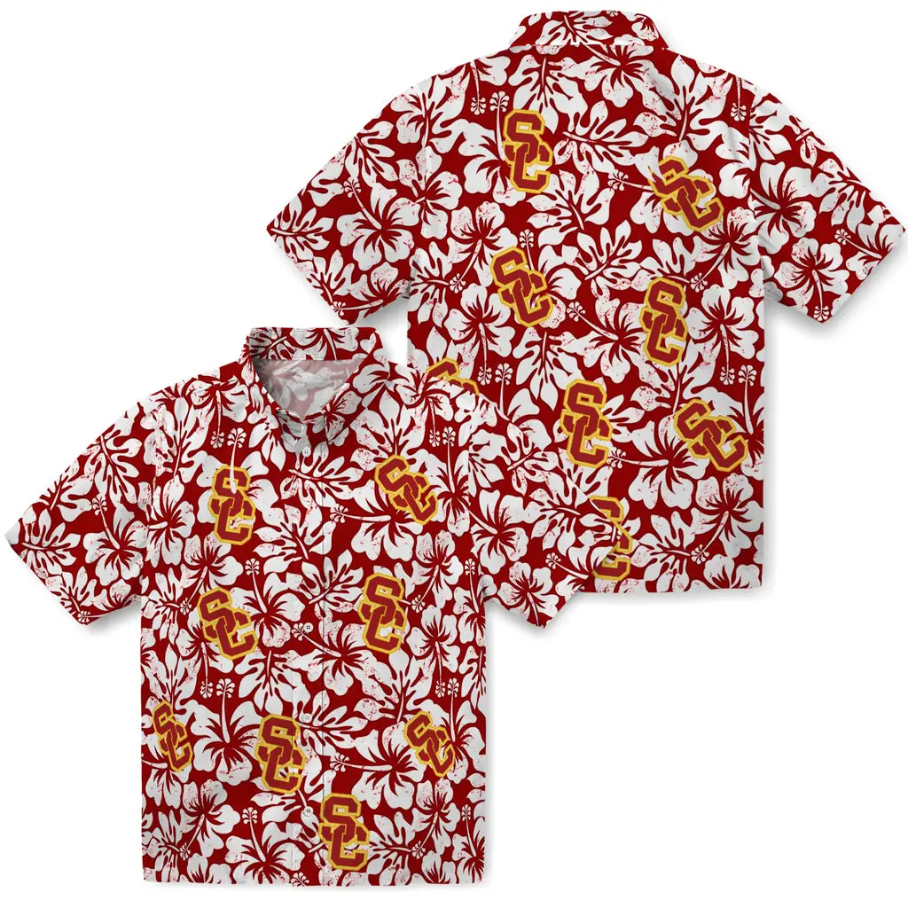 USC Trojans Hawaiian Shirt - Hibiscus Motif | Hula Hawaiian Shirts