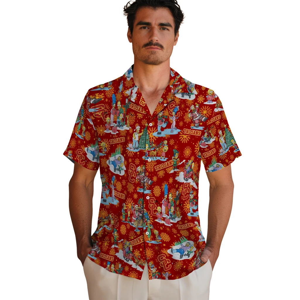 USC Trojans Hawaiian Shirt - Simpsons Christmas | Hula Hawaiian Shirts