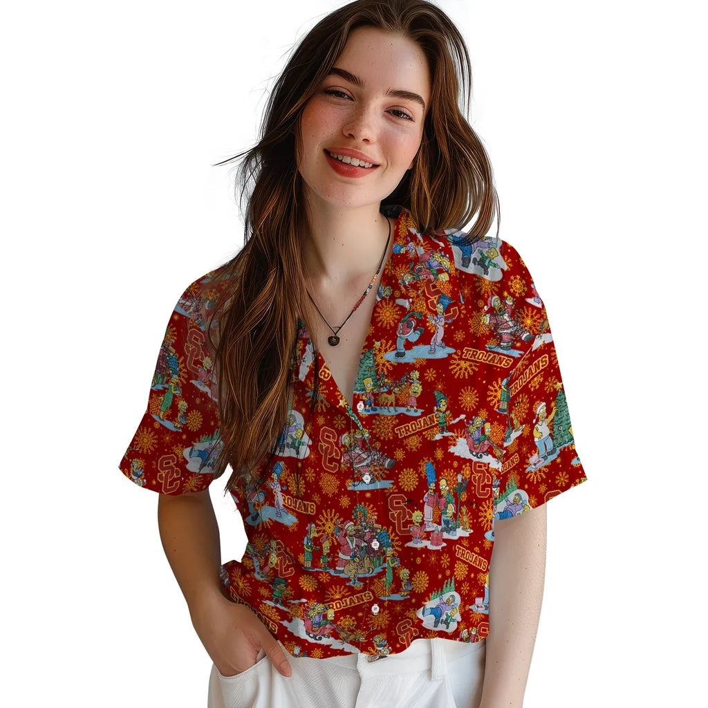 USC Trojans Hawaiian Shirt - Simpsons Christmas | Hula Hawaiian Shirts
