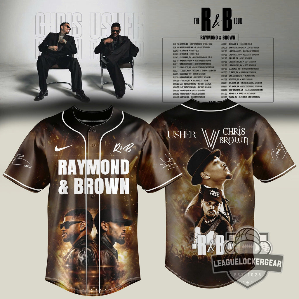 Usher and Chris Brown The R&B Tour Raymond & Brown Baseball Jersey - LeagueLockerGear