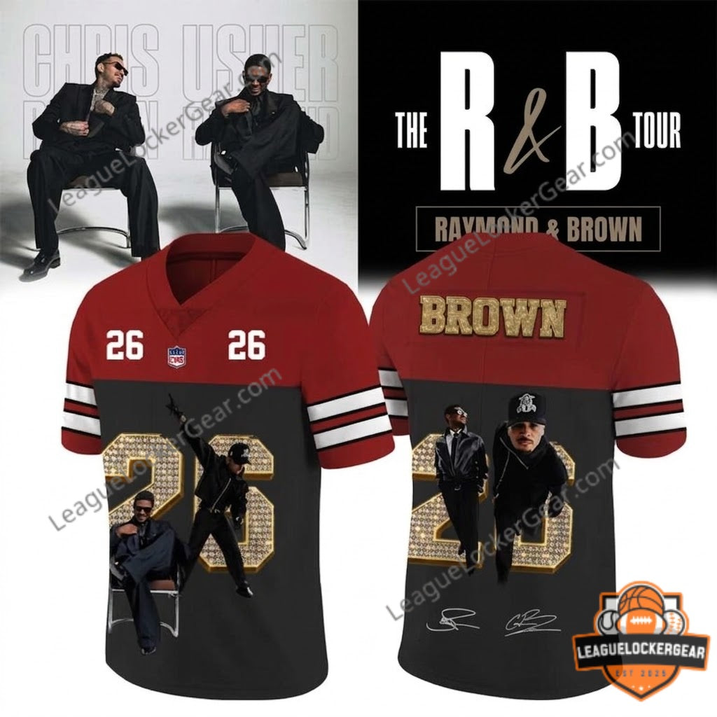 Usher & Chris Brown The R&B Tour Football Jersey - LeagueLockerGear
