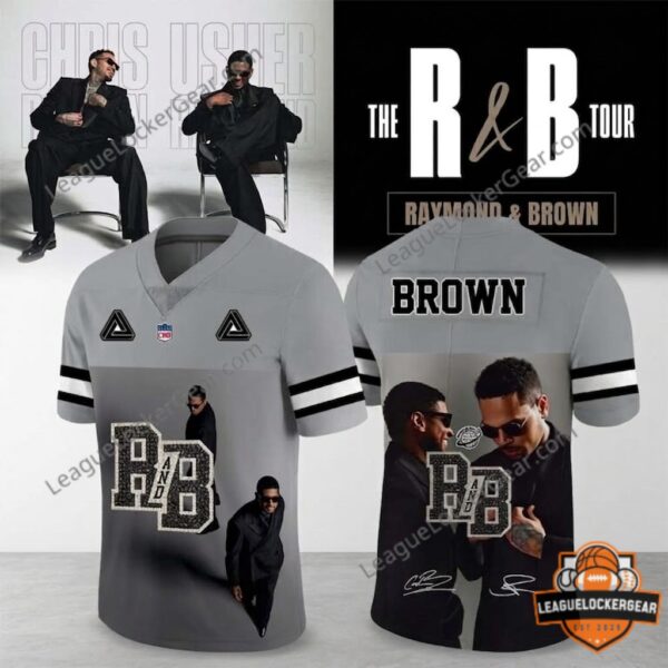 Usher & Chris Brown The R&B Tour Football Jersey - LeagueLockerGear