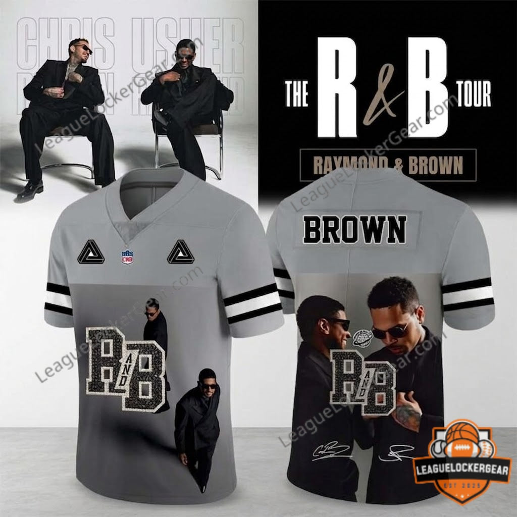 Usher & Chris Brown The R&B Tour Football Jersey - LeagueLockerGear
