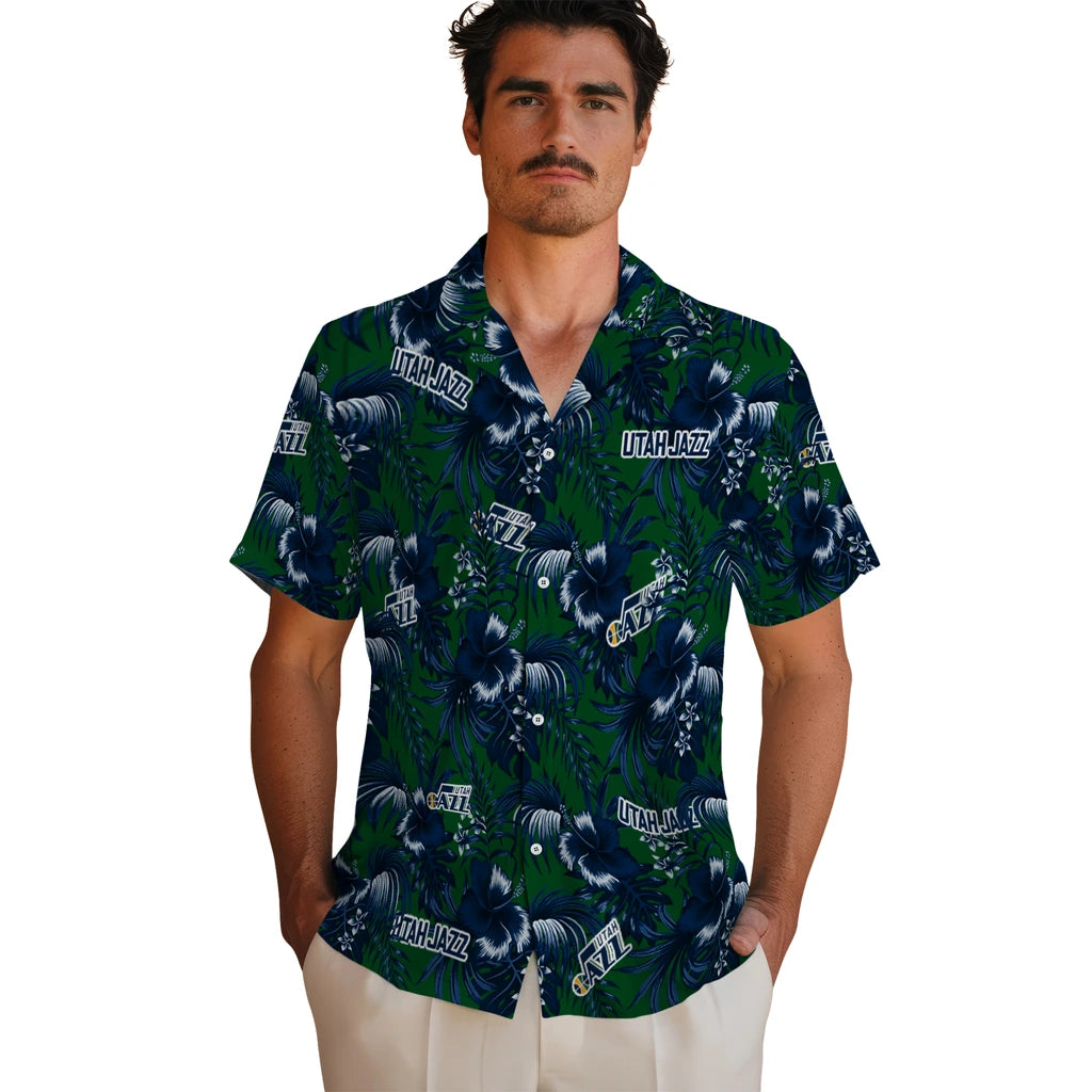 Utah Jazz Hawaiian Shirt - Hibiscus Exotic | Hula Hawaiian Shirts