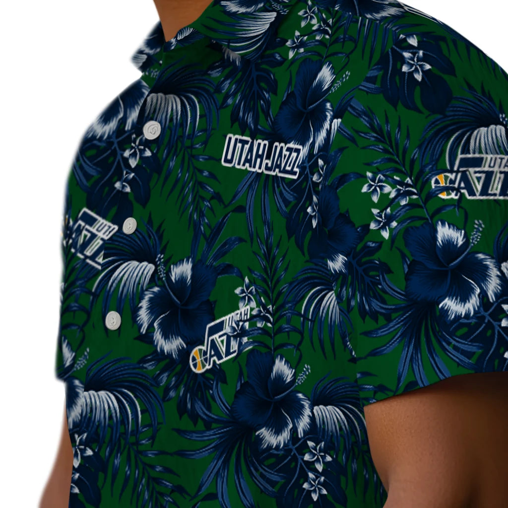 Utah Jazz Hawaiian Shirt - Hibiscus Exotic | Hula Hawaiian Shirts