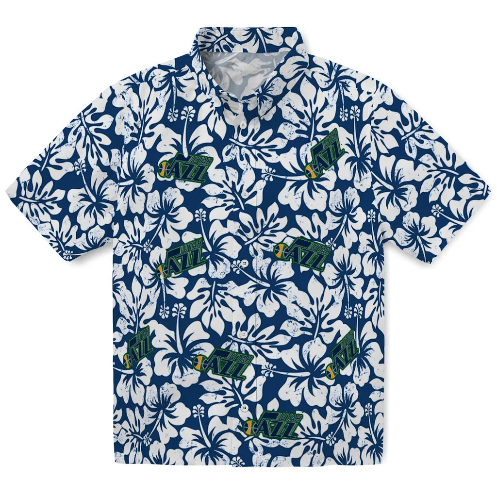 Utah Jazz Hawaiian Shirt - Hibiscus Motif | Hula Hawaiian Shirts