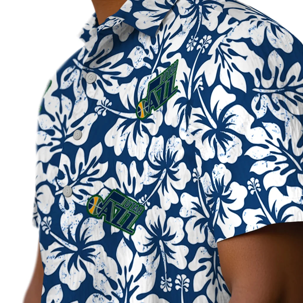 Utah Jazz Hawaiian Shirt - Hibiscus Motif | Hula Hawaiian Shirts