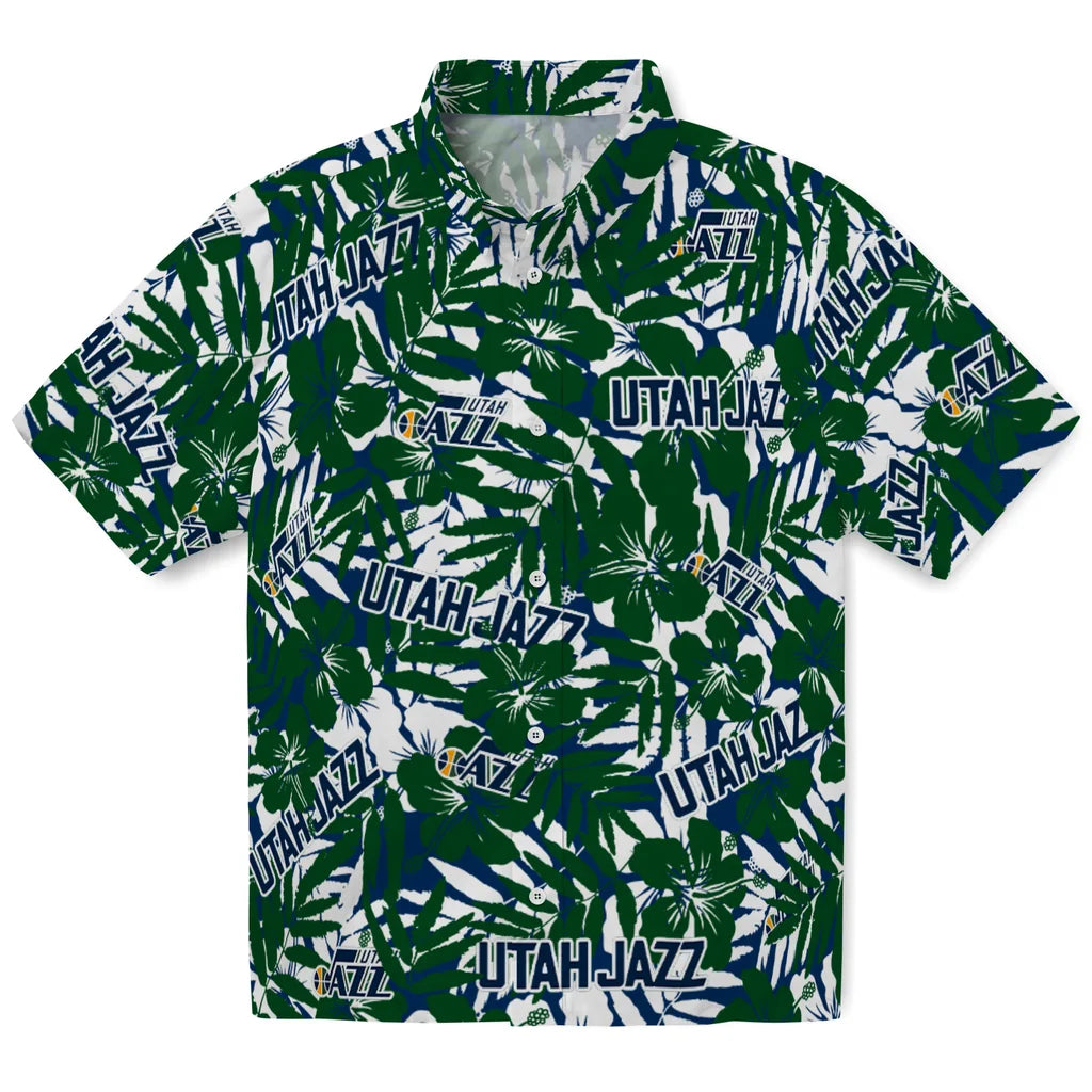 Utah Jazz Hawaiian Shirt - Hibiscus Overlay | Hula Hawaiian Shirts