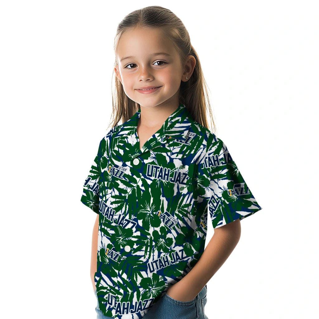 Utah Jazz Hawaiian Shirt - Hibiscus Overlay | Hula Hawaiian Shirts