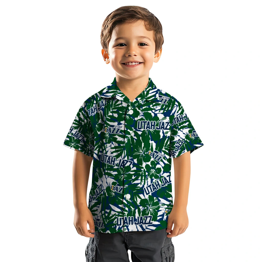 Utah Jazz Hawaiian Shirt - Hibiscus Overlay | Hula Hawaiian Shirts