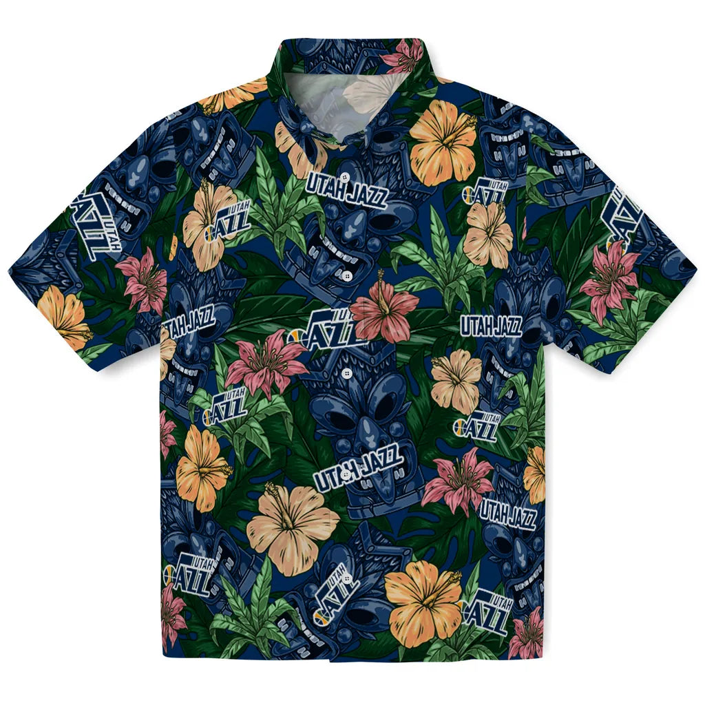Utah Jazz Hawaiian Shirt - Hibiscus Tiki Jungle | Hula Hawaiian Shirts
