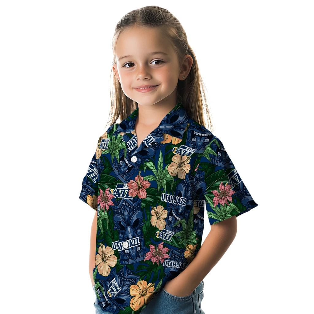 Utah Jazz Hawaiian Shirt - Hibiscus Tiki Jungle | Hula Hawaiian Shirts