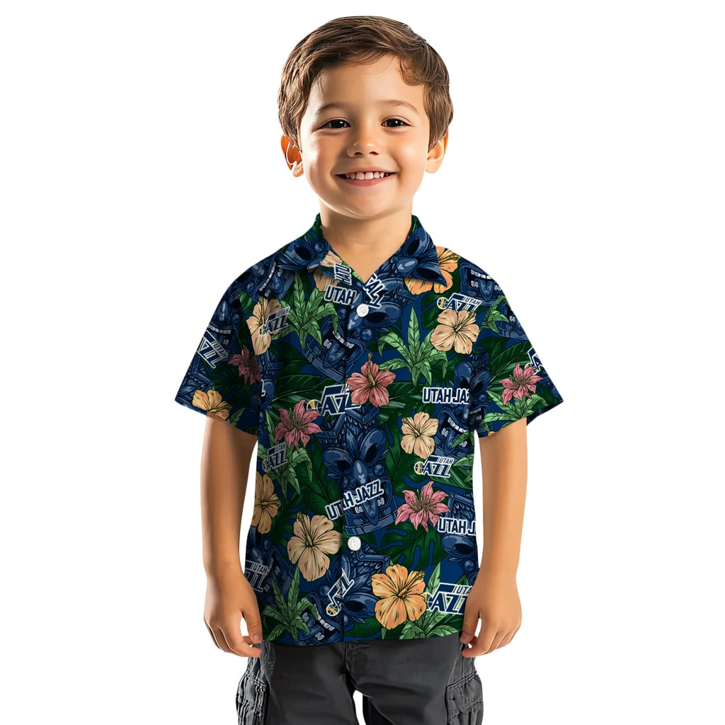 Utah Jazz Hawaiian Shirt - Hibiscus Tiki Jungle | Hula Hawaiian Shirts