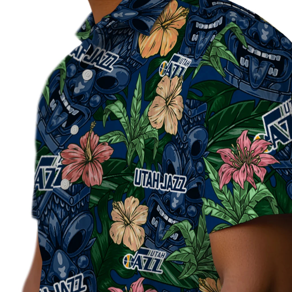 Utah Jazz Hawaiian Shirt - Hibiscus Tiki Jungle | Hula Hawaiian Shirts