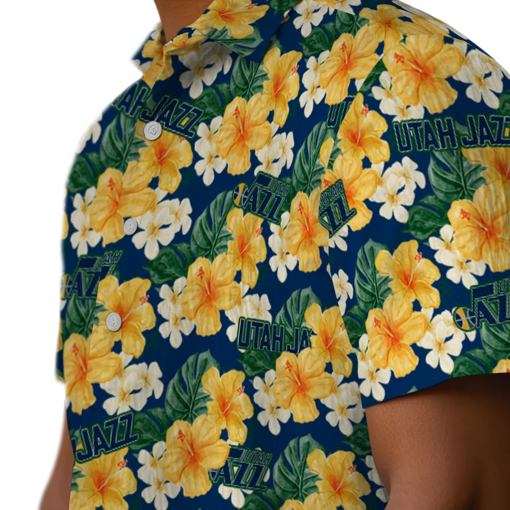 Utah Jazz Hawaiian Shirt - Hibiscus Tropics | Hula Hawaiian Shirts