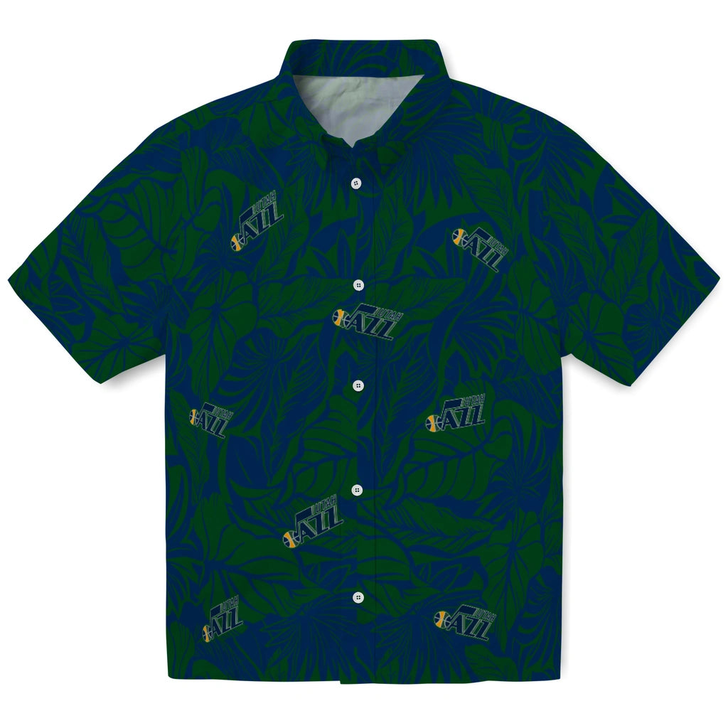 Utah Jazz Hawaiian Shirt - Monstera Layer | Hula Hawaiian Shirts