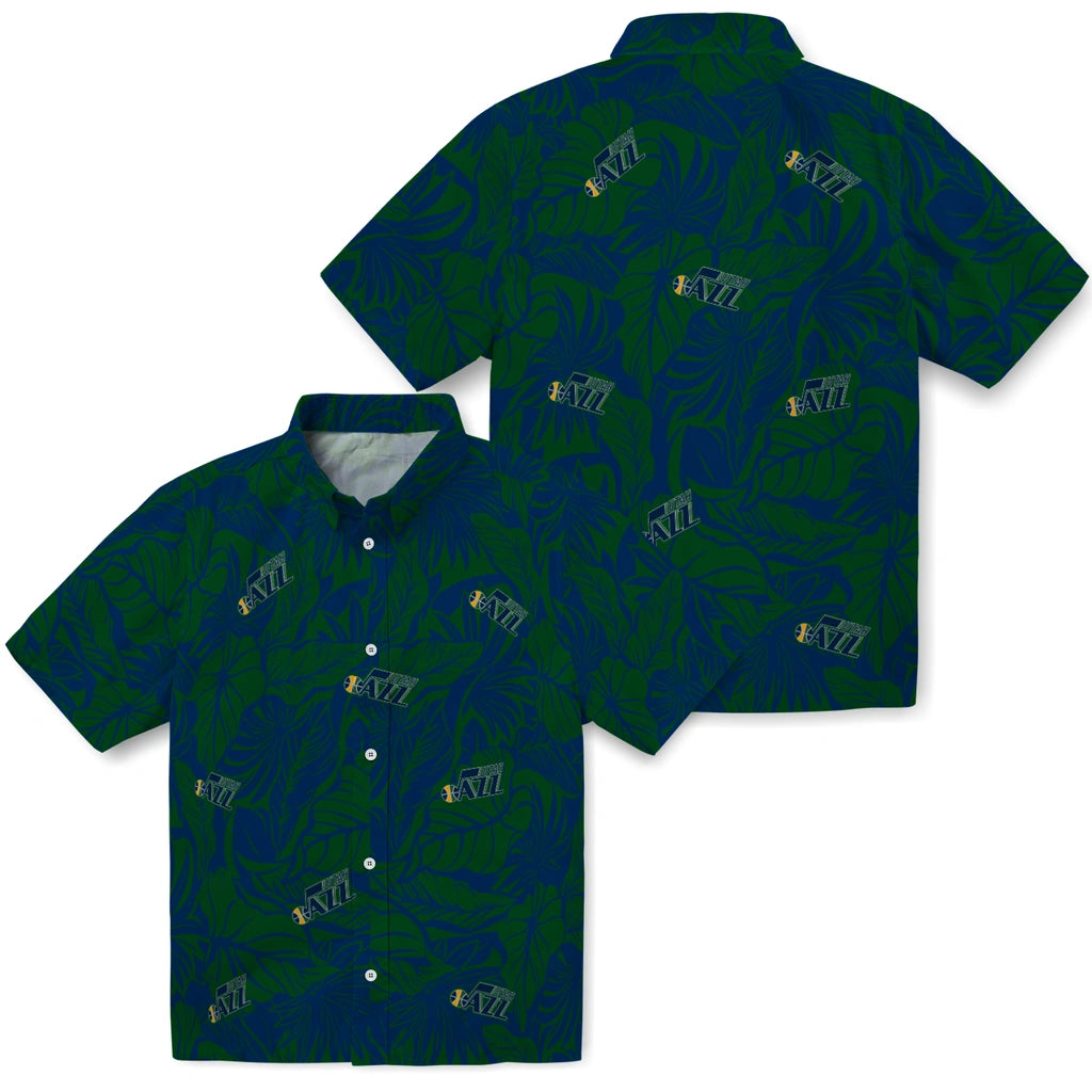 Utah Jazz Hawaiian Shirt - Monstera Layer | Hula Hawaiian Shirts