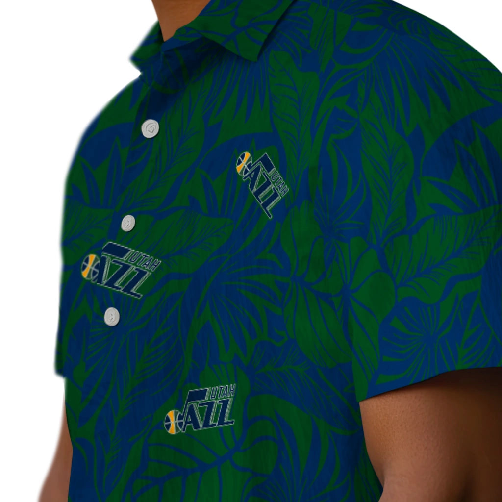 Utah Jazz Hawaiian Shirt - Monstera Layer | Hula Hawaiian Shirts