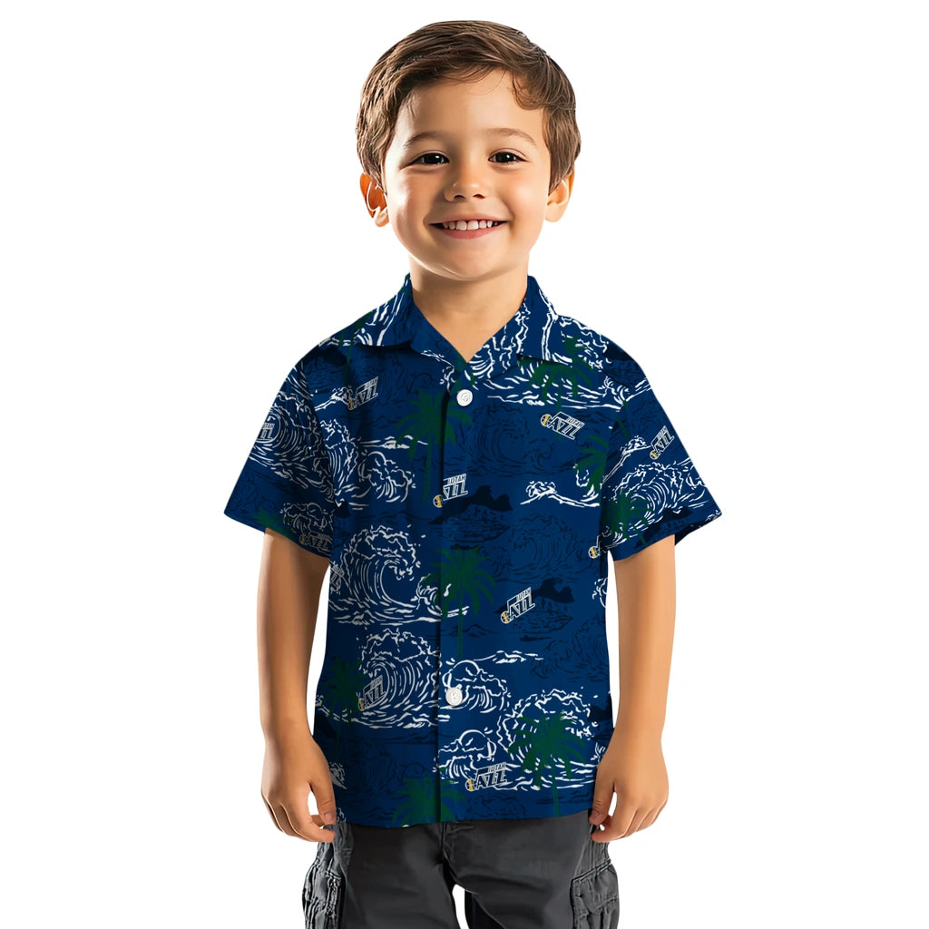 Utah Jazz Hawaiian Shirt - Wave Palm | Hula Hawaiian Shirts