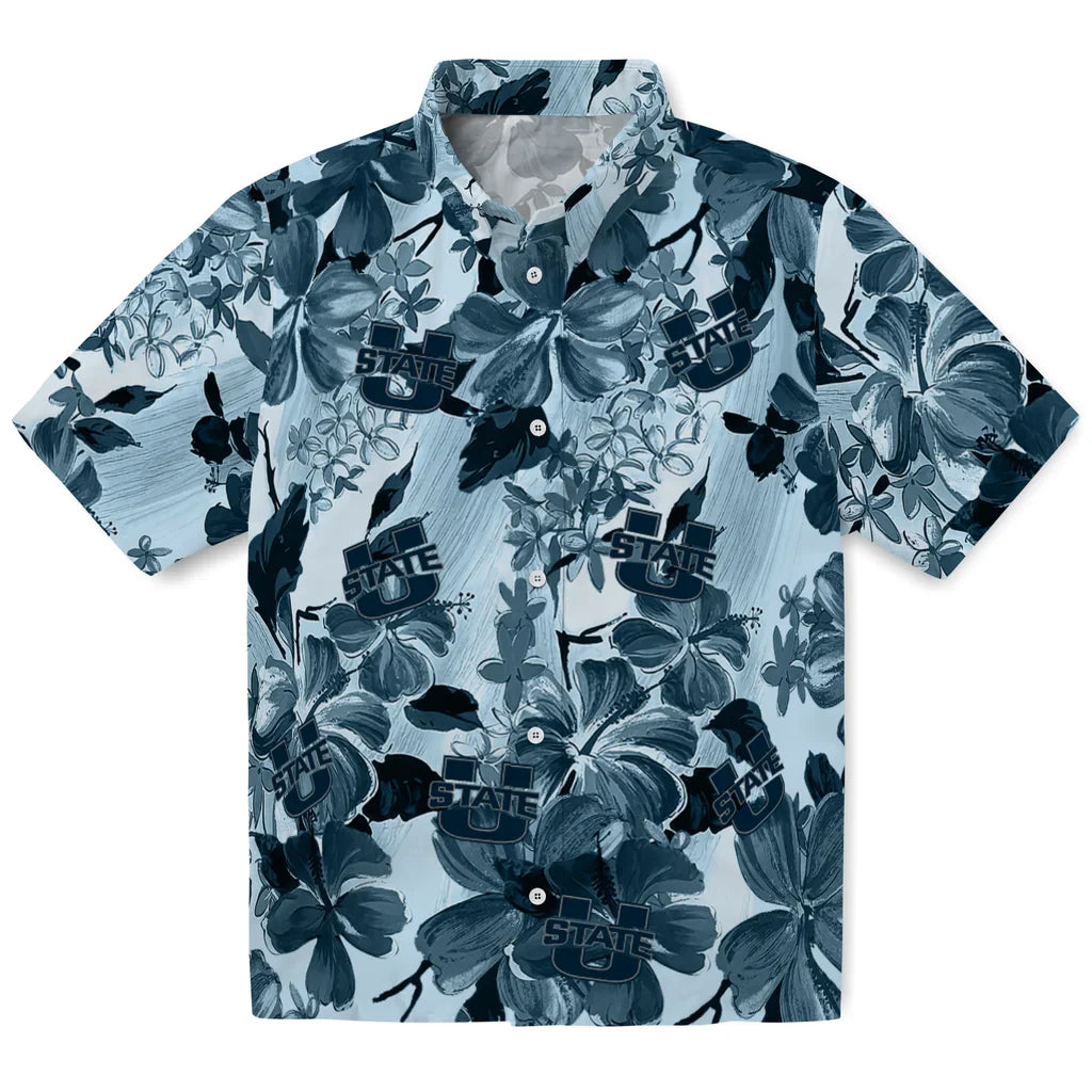 Utah State Aggies Hawaiian Shirt - Hibiscus Arrangement | Hula Hawaiian Shirts