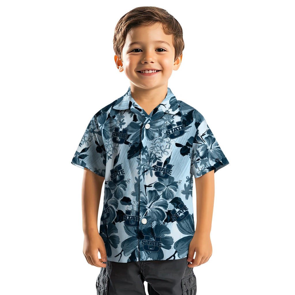 Utah State Aggies Hawaiian Shirt - Hibiscus Arrangement | Hula Hawaiian Shirts