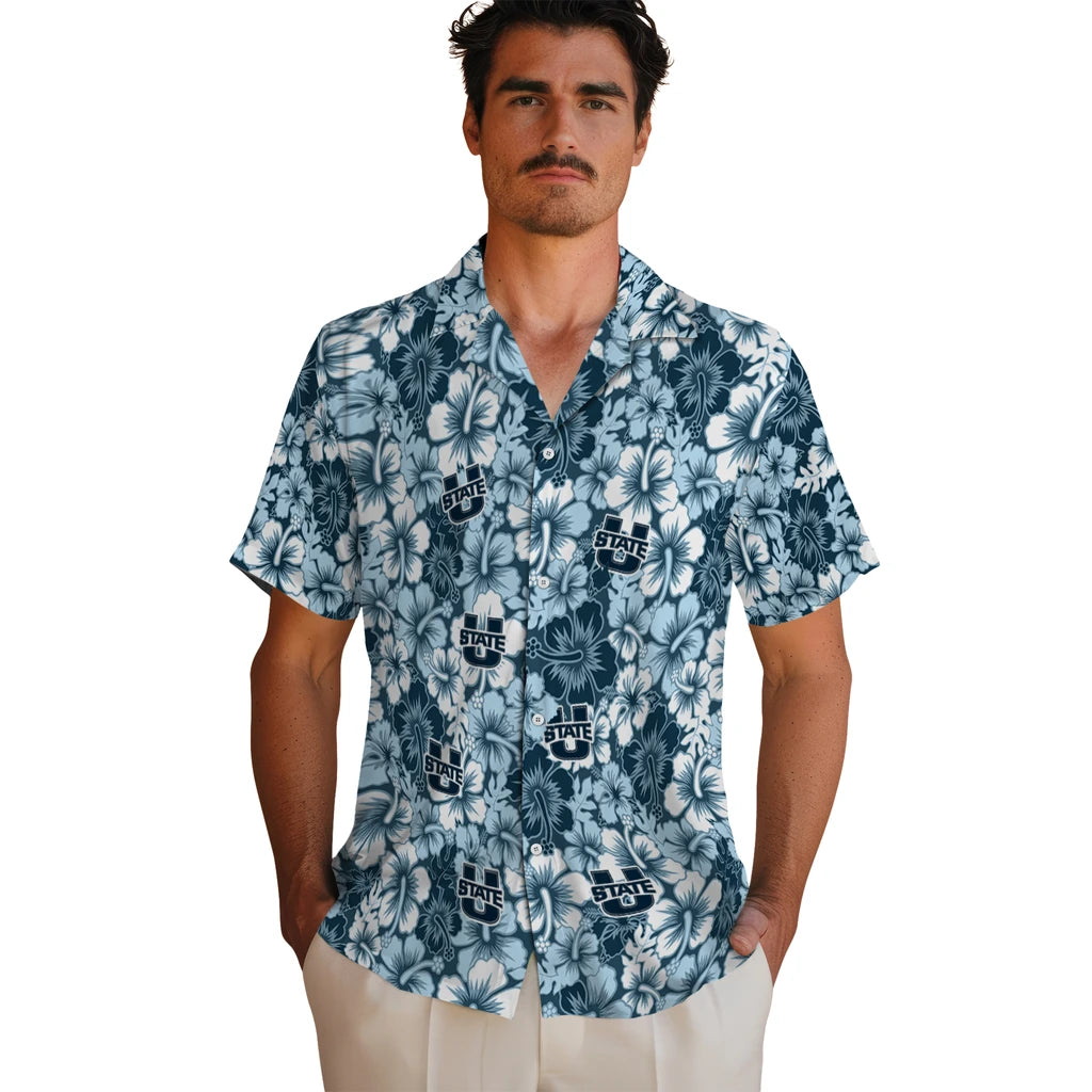 Utah State Aggies Hawaiian Shirt - Hibiscus Blooms | Hula Hawaiian Shirts