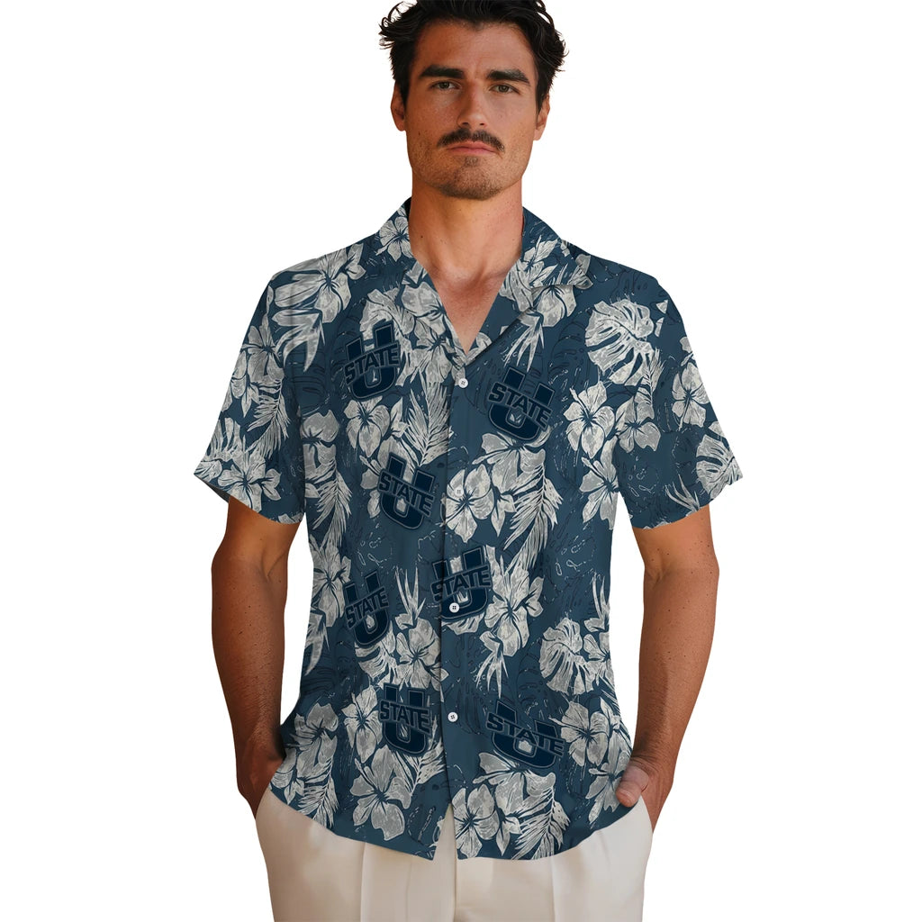 Utah State Aggies Hawaiian Shirt - Hibiscus Flowers | Hula Hawaiian Shirts