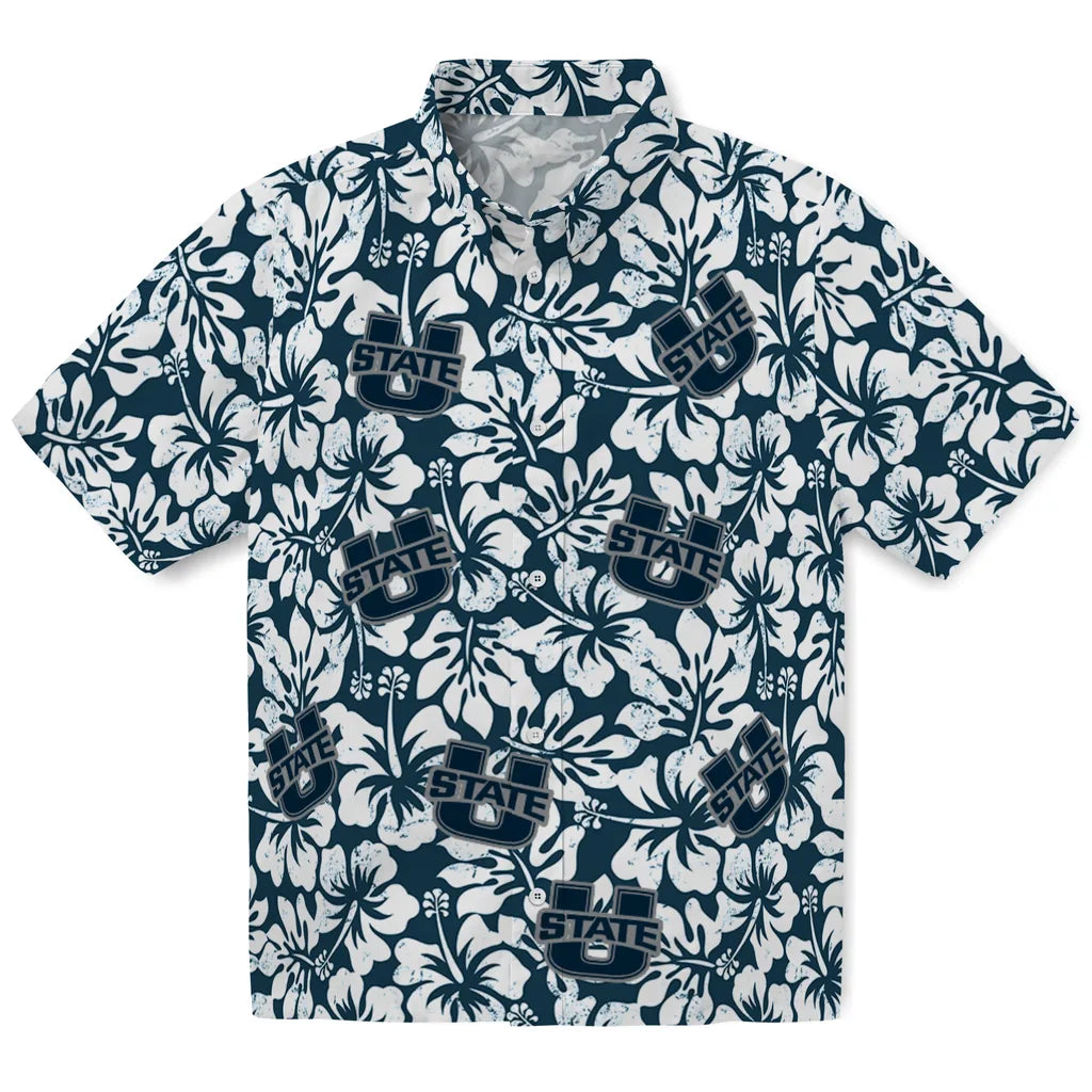 Utah State Aggies Hawaiian Shirt - Hibiscus Motif | Hula Hawaiian Shirts