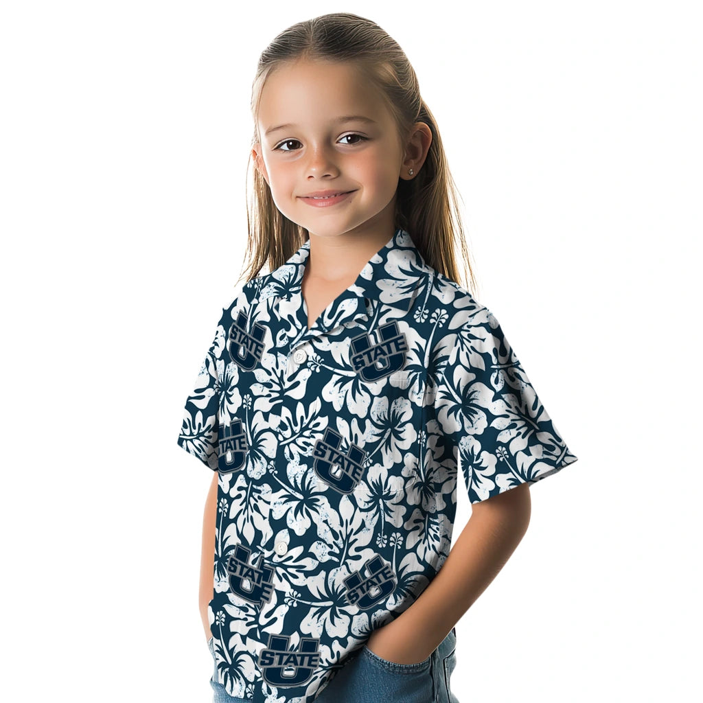 Utah State Aggies Hawaiian Shirt - Hibiscus Motif | Hula Hawaiian Shirts