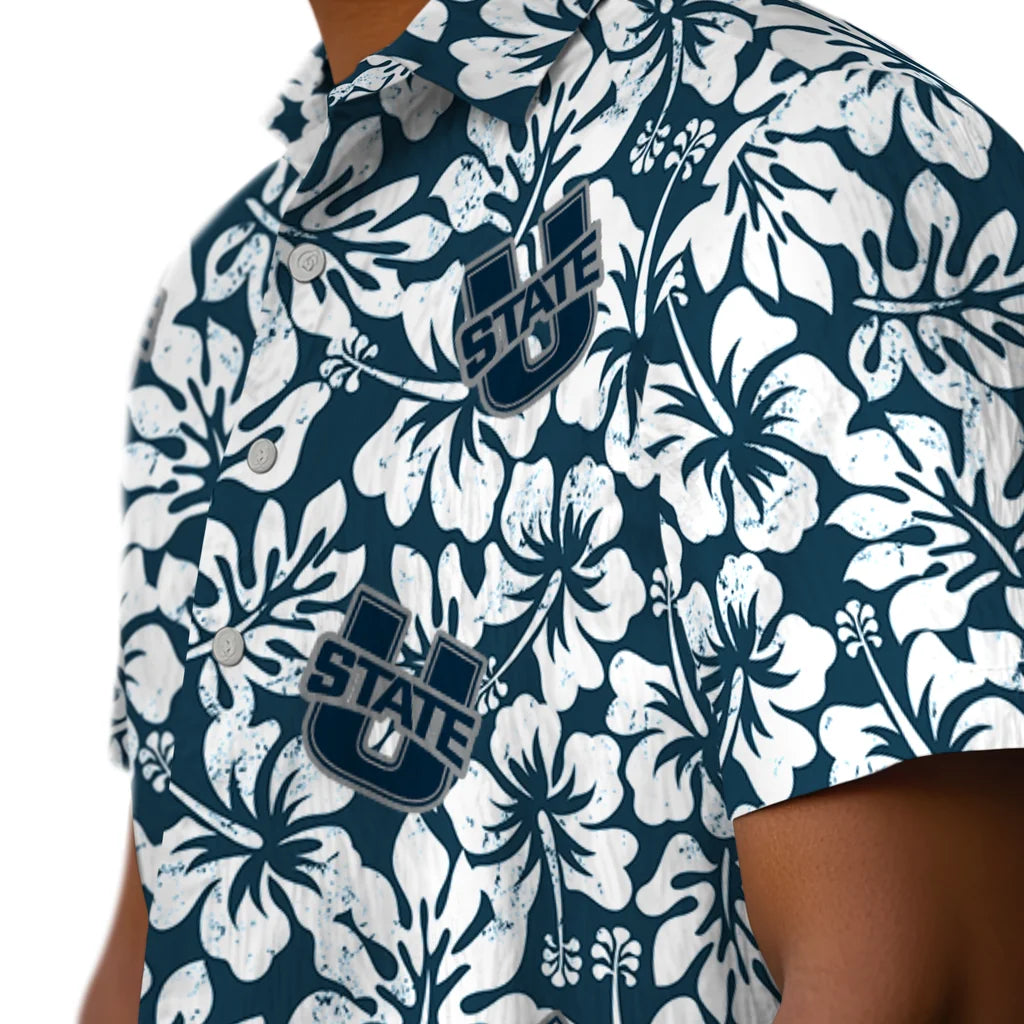 Utah State Aggies Hawaiian Shirt - Hibiscus Motif | Hula Hawaiian Shirts