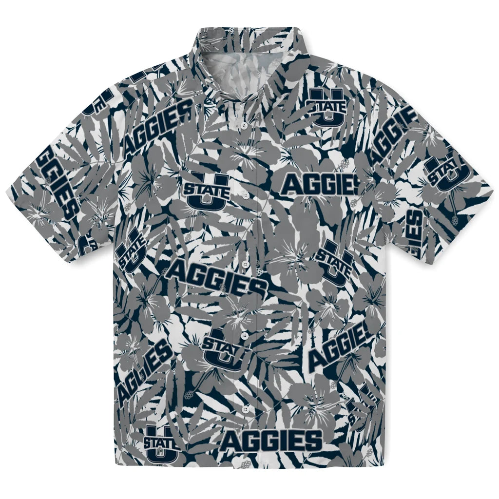 Utah State Aggies Hawaiian Shirt - Hibiscus Overlay | Hula Hawaiian Shirts