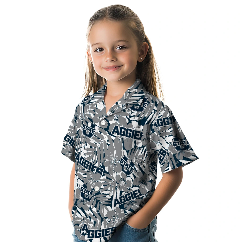 Utah State Aggies Hawaiian Shirt - Hibiscus Overlay | Hula Hawaiian Shirts