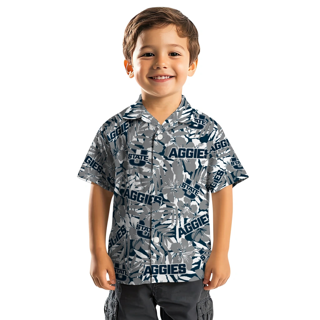 Utah State Aggies Hawaiian Shirt - Hibiscus Overlay | Hula Hawaiian Shirts