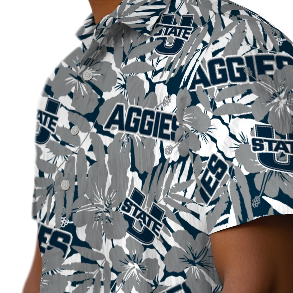 Utah State Aggies Hawaiian Shirt - Hibiscus Overlay | Hula Hawaiian Shirts