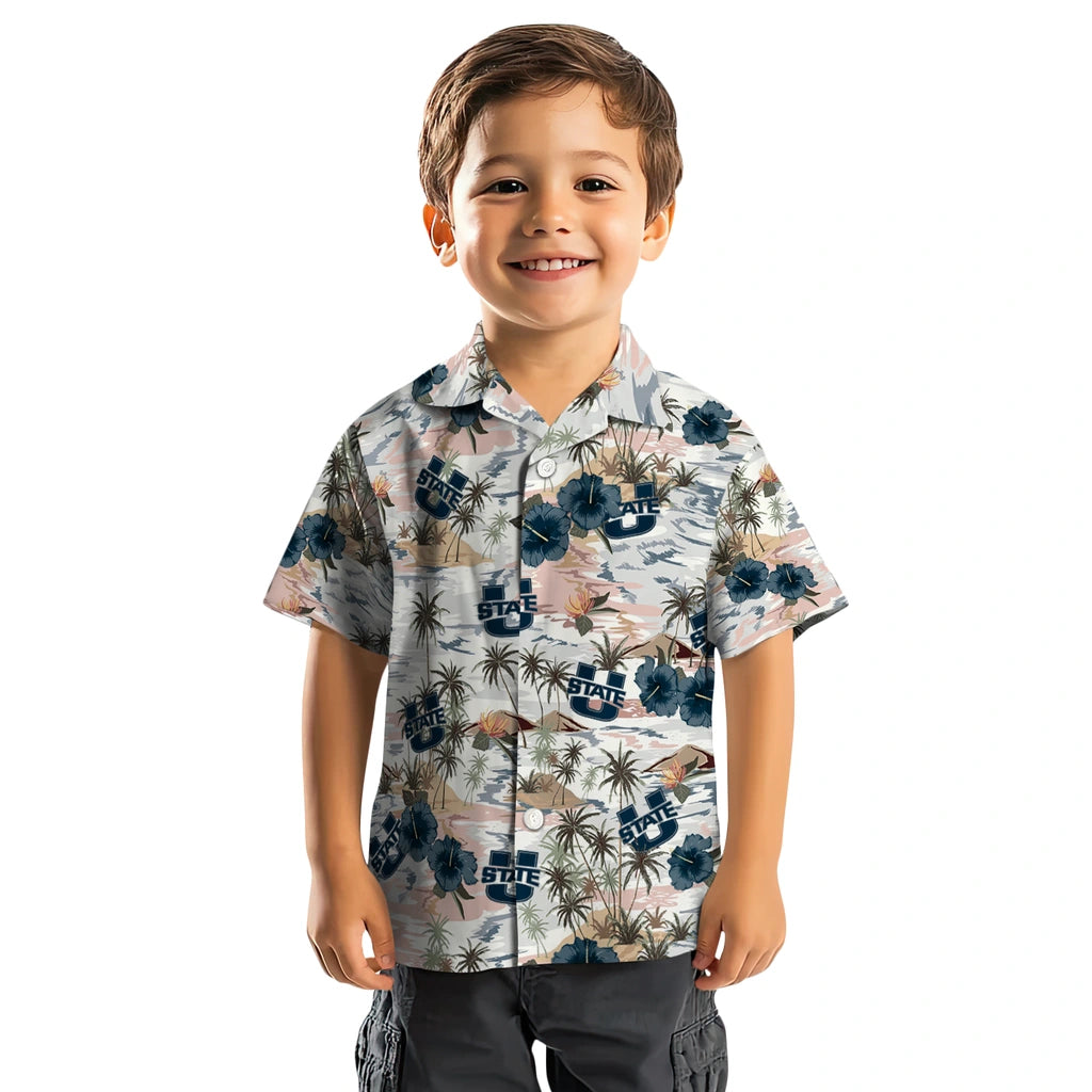 Utah State Aggies Hawaiian Shirt - Hibiscus Seaside | Hula Hawaiian Shirts