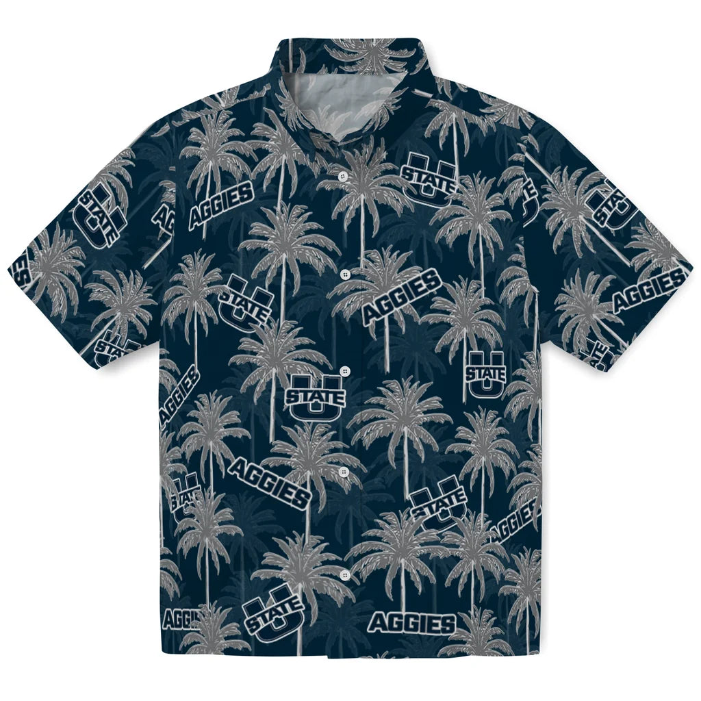 Utah State Aggies Hawaiian Shirt - Palm Tree Motif | Hula Hawaiian Shirts