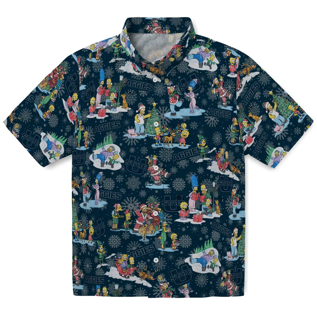 Utah State Aggies Hawaiian Shirt - Simpsons Christmas | Hula Hawaiian Shirts