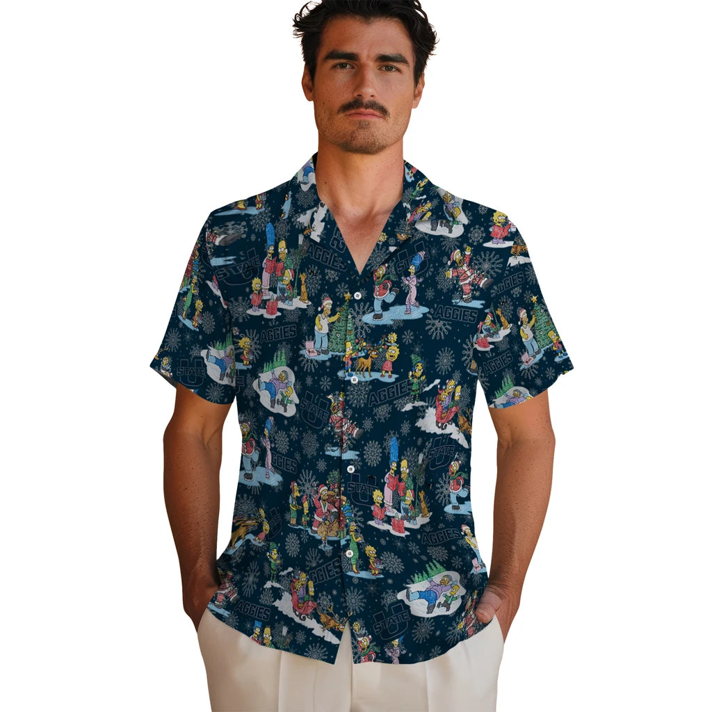 Utah State Aggies Hawaiian Shirt - Simpsons Christmas | Hula Hawaiian Shirts