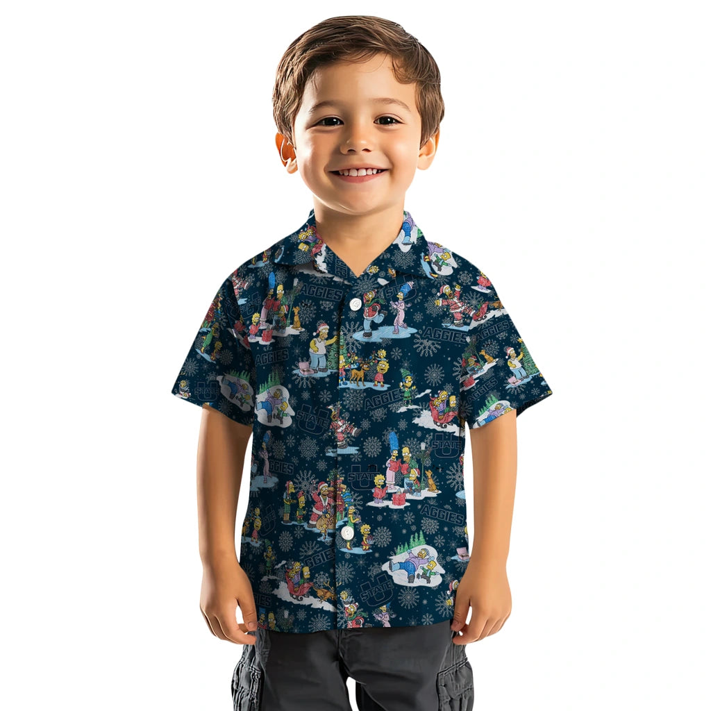 Utah State Aggies Hawaiian Shirt - Simpsons Christmas | Hula Hawaiian Shirts