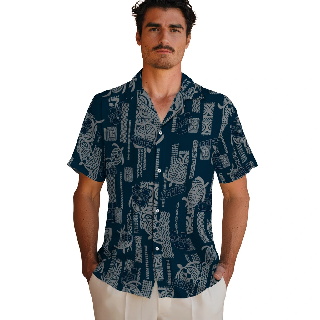 Utah State Aggies Hawaiian Shirt - Turtle Lines | Hula Hawaiian Shirts