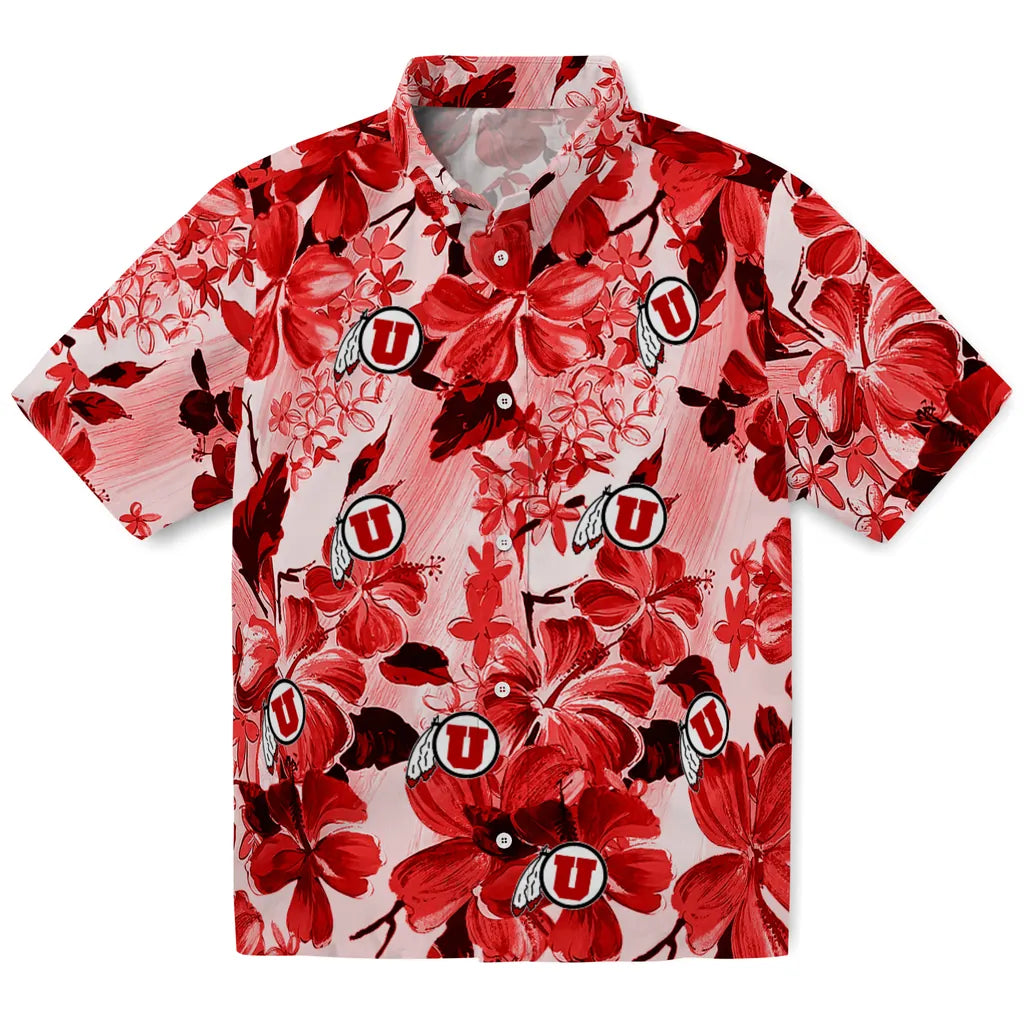 Utah Utes Hawaiian Shirt - Hibiscus Arrangement | Hula Hawaiian Shirts