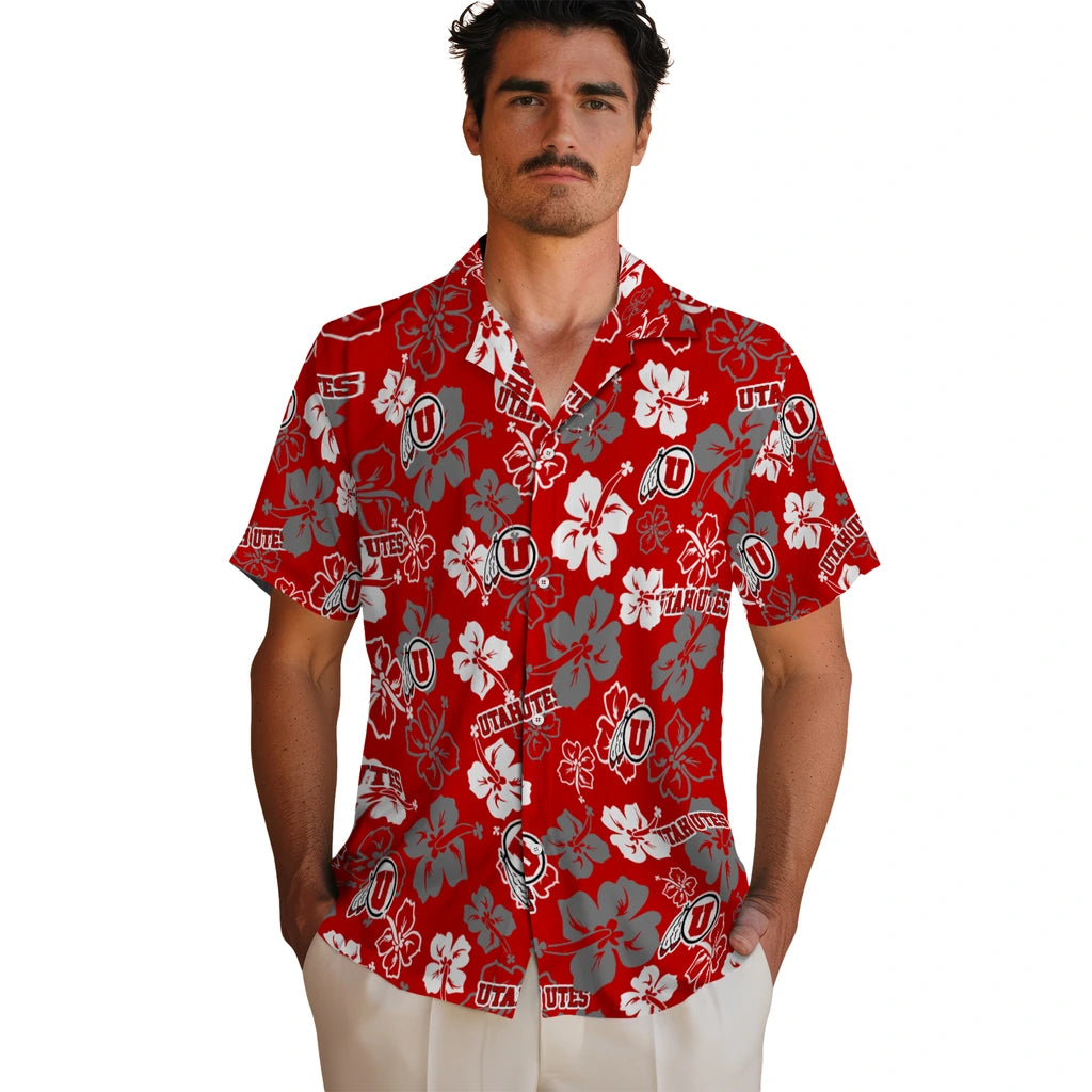 Utah Utes Hawaiian Shirt - Hibiscus Flower Design | Hula Hawaiian Shirts