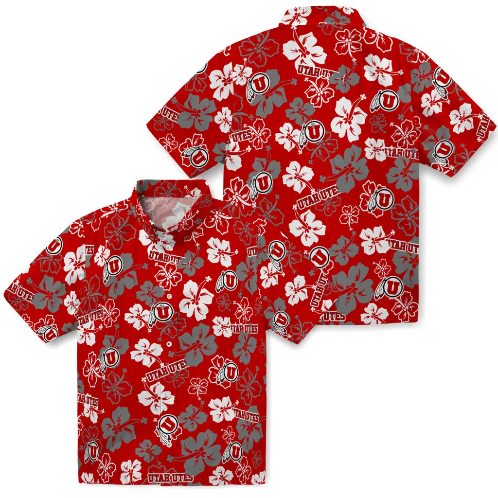 Utah Utes Hawaiian Shirt - Hibiscus Flower Design | Hula Hawaiian Shirts