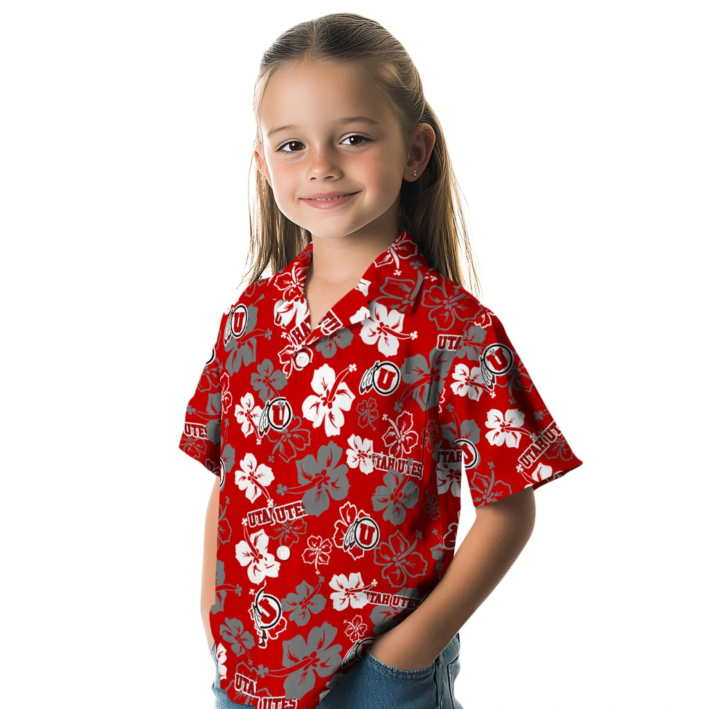 Utah Utes Hawaiian Shirt - Hibiscus Flower Design | Hula Hawaiian Shirts