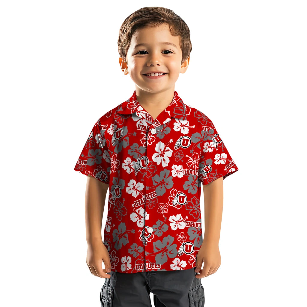 Utah Utes Hawaiian Shirt - Hibiscus Flower Design | Hula Hawaiian Shirts