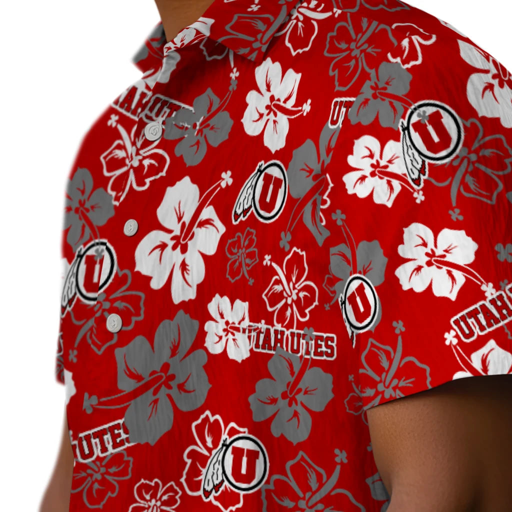Utah Utes Hawaiian Shirt - Hibiscus Flower Design | Hula Hawaiian Shirts