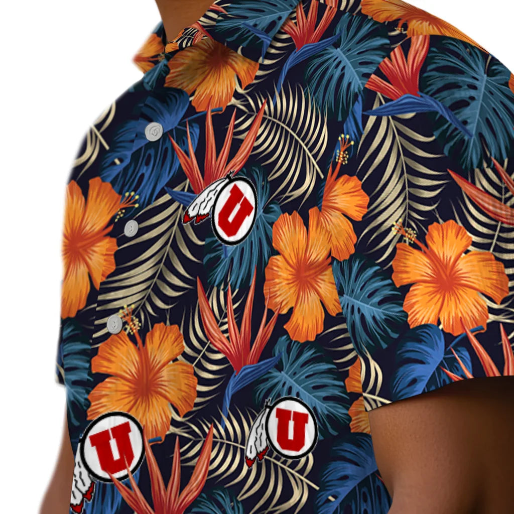 Utah Utes Hawaiian Shirt - Hibiscus Foliage | Hula Hawaiian Shirts